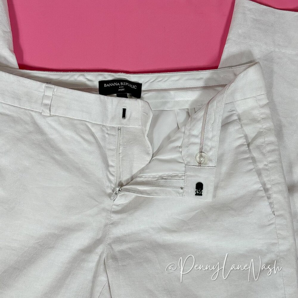 Banana Republic Avery Linen & Cotton Pants Size 2 White - Picture 12 of 14